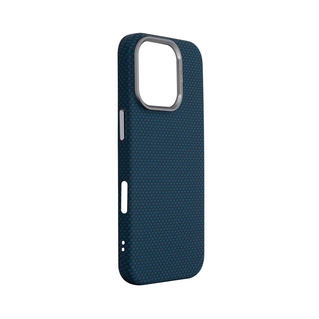 Карбоновый чехол для Apple iPhone 16 Pro, LikeCarbon2 MagCase, синий, тонкий защитный чехол-панель из поликарбоната с магнитами N52, MagSafe, противоударный, совместим с беспроводной зарядкой, приподнятые края для защиты камеры - фото 3