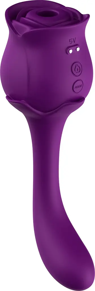 Подвійний вібратор з вакуумною стимуляцією Stymulator Rose S-E05 purple - фото 3