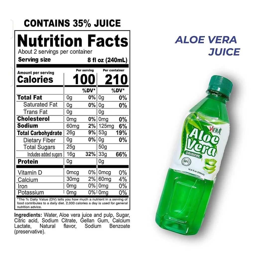 Освіжаючий напій Vinut Pure Aloe Vera Juice Original Flavor with Pulp 500 мл - фото 6