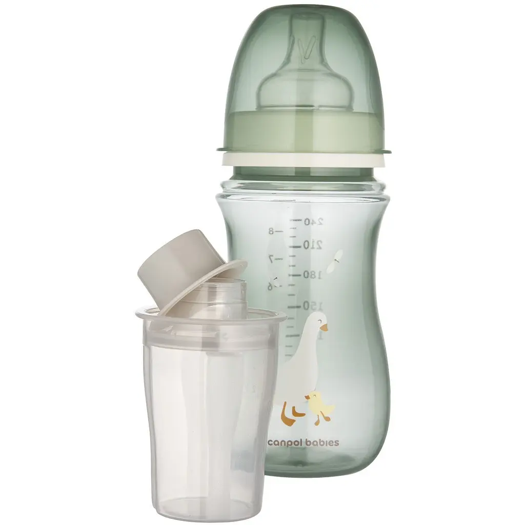 Пляшка антиколікова Canpol babies EasyStart Goose з контейнером для сухої молочної суміші 240 мл зелена (35/245_zestaw) - фото 3