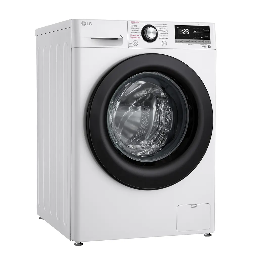 Пральна машина LG фронтальна 9 кг 1400 A+++ 57 см дисплей пара інвертор білий - фото 2
