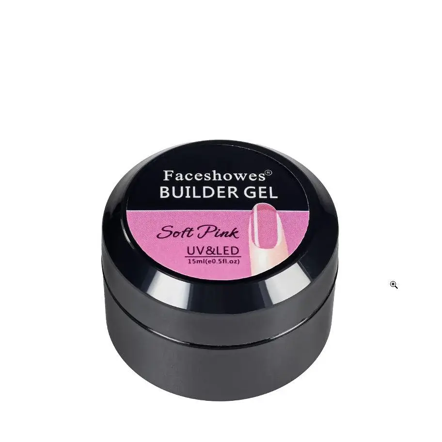 Гель для нарощування нігтів Faceshowes UV&LED однофазний 15 мл, Soft Pink/Рожевий - фото 1