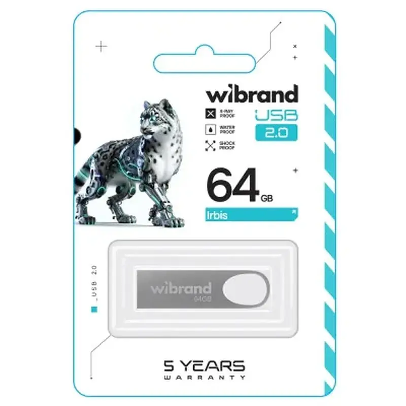 USB флеш накопичувач Wibrand 64GB Irbis Silver USB 2.0 (WI2.0/IR64U3S) - фото 2