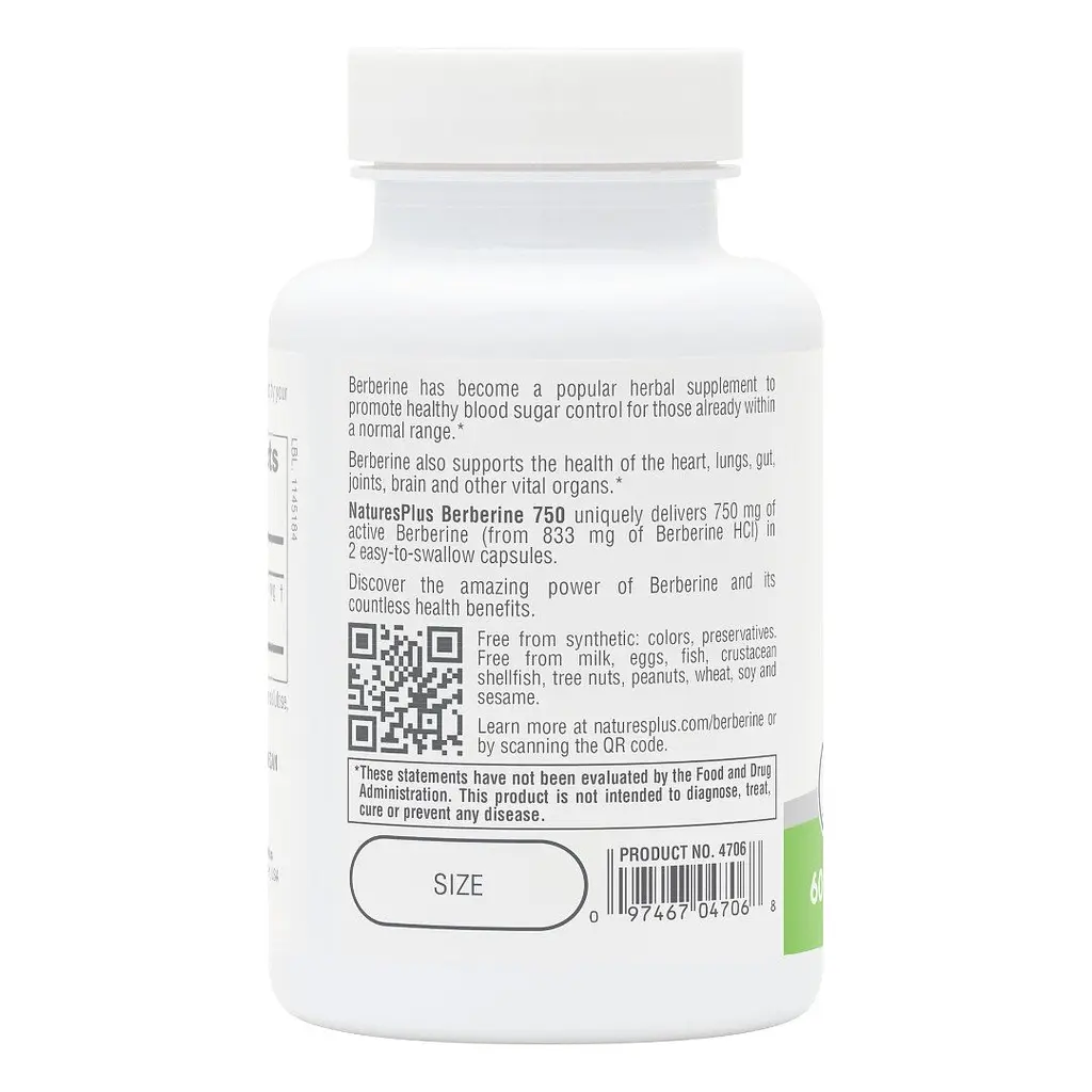 Берберин Natures Plus PRO Berberine 750 mg, 60 капсул - фото 3
