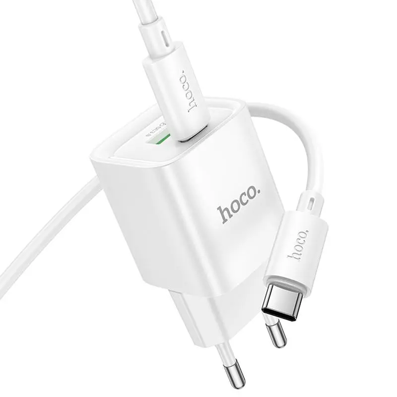 МЗП Hoco C147A PD20W+QC3.0 (1USB-A/1C) + кабель Type-C to Type-C White - фото 4