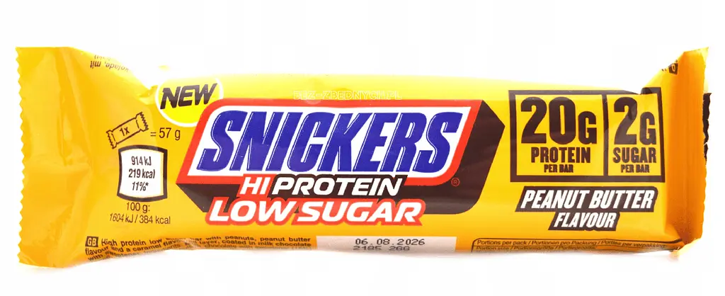 Шоколадний батончик Snickers Hi Protein Low Sugar Peanut Butter 57 г