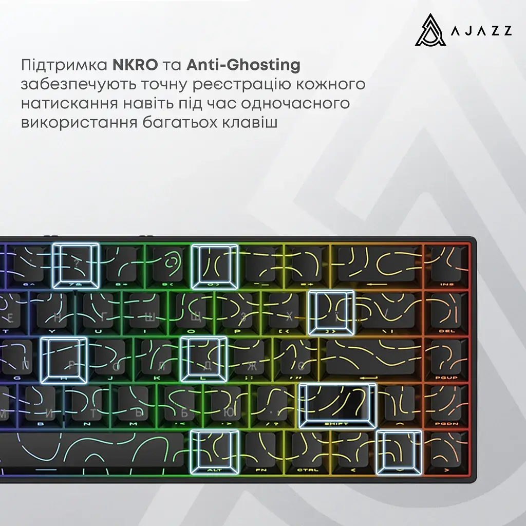 Клавіатура Ajazz AK680 V2 Ice Island Magnetic Switch USB Black (AK680-V2-I-S-B) - фото 12