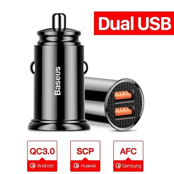 Автозарядний адаптер у машину 2 порти Baseus Circular Plastic 2*USB-A 30W CCYD-A01 - фото 4