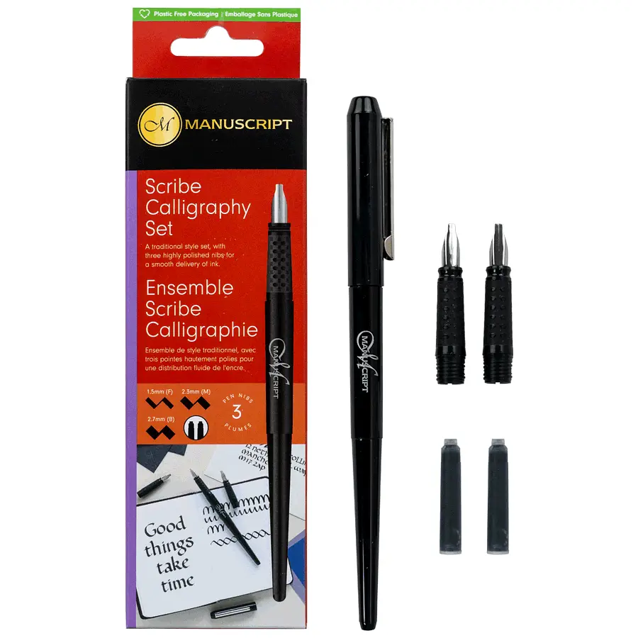 Набір для каліграфії Scribe Calligraphy 3 Nib Set (ручка 3 пера конвертер картридж) Manuscript - фото 3