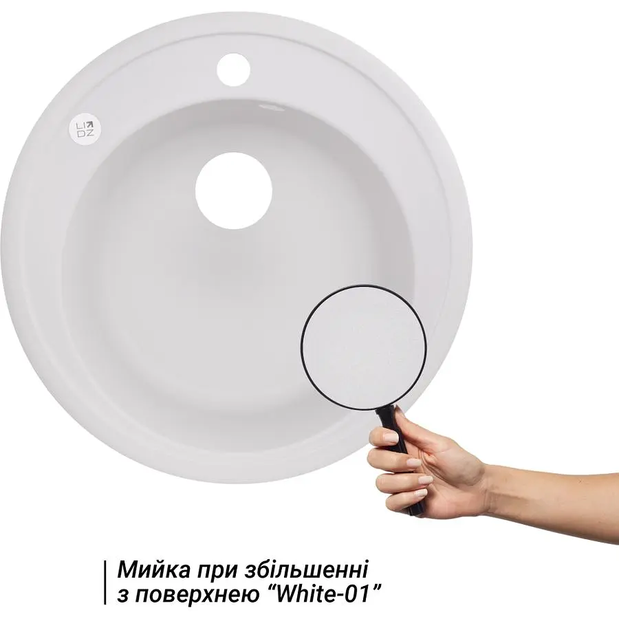 Кухонная мойка Lidz D510/200 WHI-01 белая (LIDZWHI01D510200) - фото 5