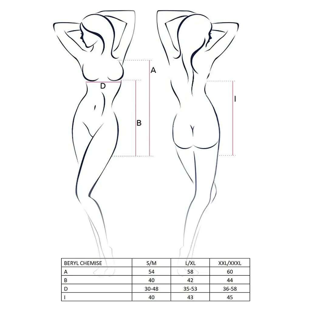 Сорочка бебі-дол Passion BERYL CHEMISE XXL/XXXL, black, трусики, напівпрозора, стрічка під груди - фото 3