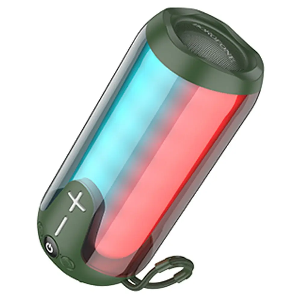 Портативная bluetooth колонка Borofone BR33 TWS с LED подсветкой dark зеленый - фото 2