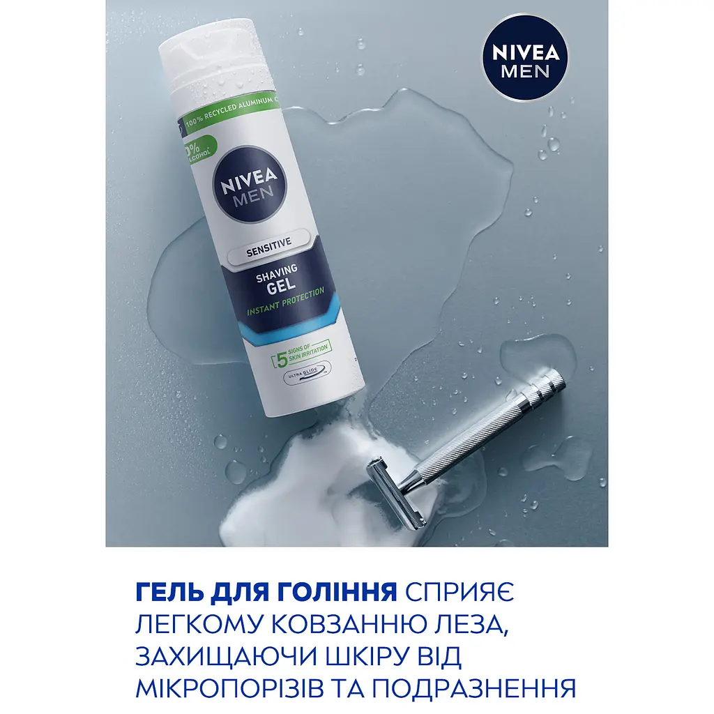 Набор мужской Nivea Men Sensetive Care 2024: Гель для бритья 200 мл + Бальзам после бритья 100 мл + Антиперспирант Cool kick 50 мл + Косметичка 1шт. - фото 4