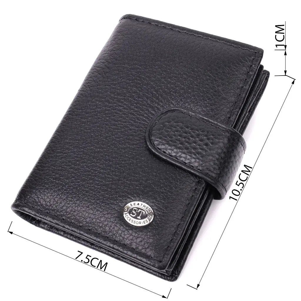 Надійна візитниця з натуральної шкіри ST Leather 22469 чорна - фото 4