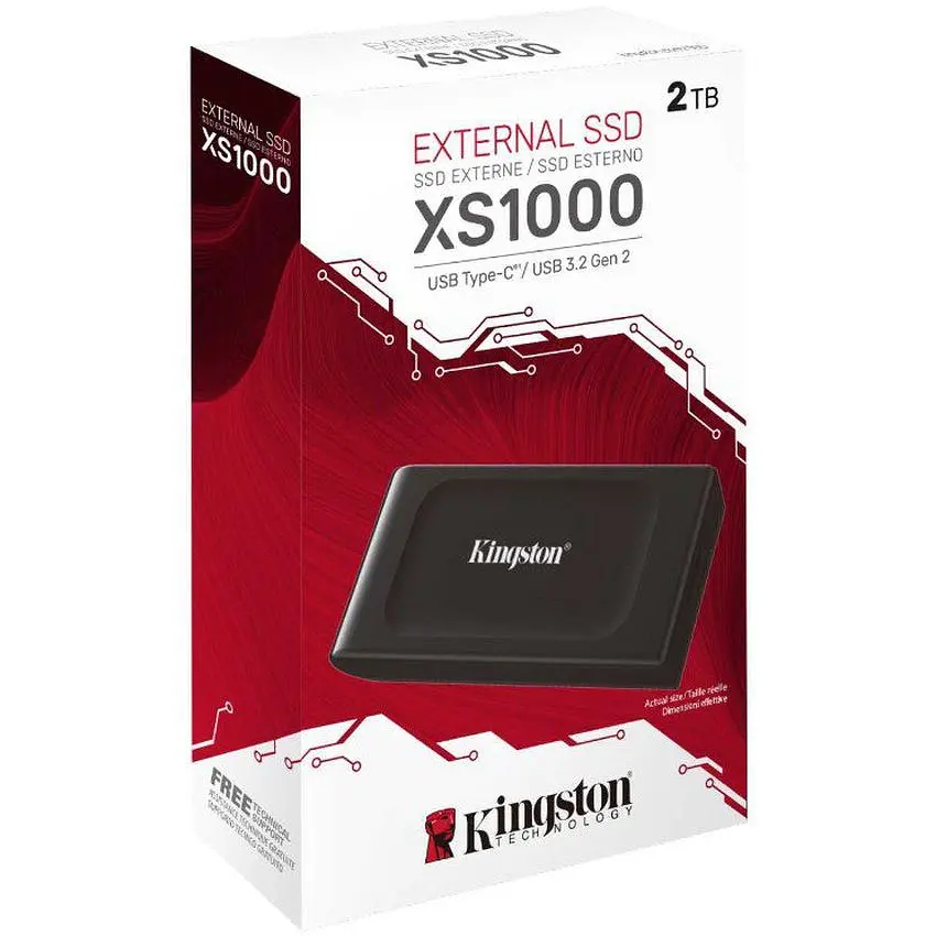 Накопитель внешний SSD Portable USB-C Kingston XS-1000, 2 TB Black - фото 2