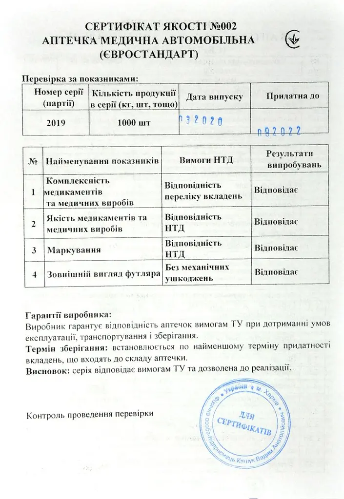 Аптечка автомобільна ЄВРО до 9 чол для поїздки до Європи Сертифікована з Термопокривалом - фото 3