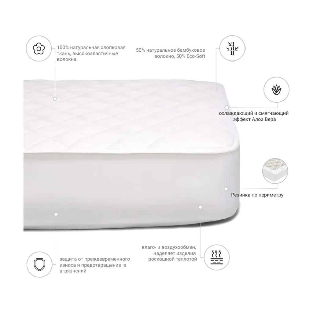 Наматрацник MirSon Natural Line Стандарт Bamboo Aloe Vera 970 90x200 см (2200000836106) - фото 3