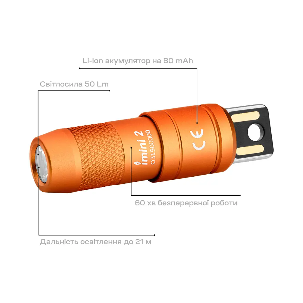 Фонарь Olight Imini 2 Orange (0.0000.0975) - фото 8