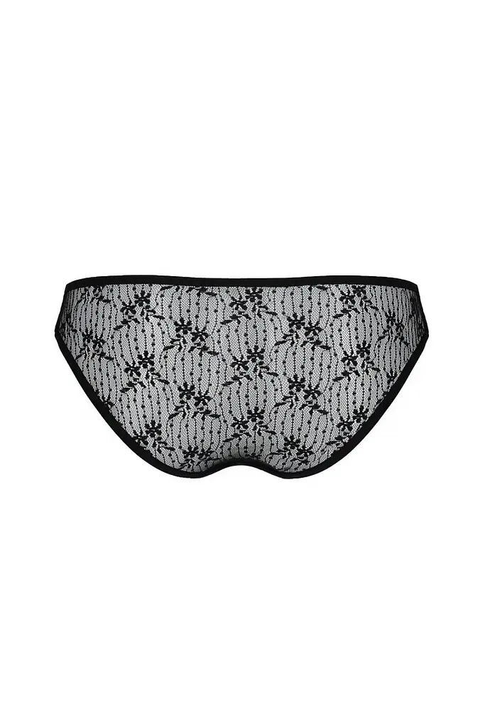 Трусики-сліпи з мереживною сіточкою Passion Dina Thong, L/XL (чорний) - фото 6
