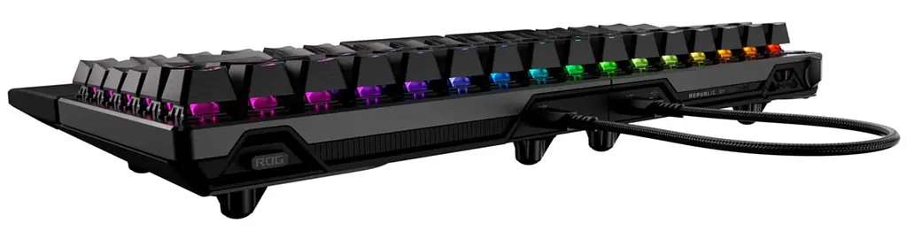Клавиатура ASUS ROG Falcata Split 83key Magnetic Switch USB-A/WL/BT EN RGB Black (90MP043H-BKUA20) - фото 6