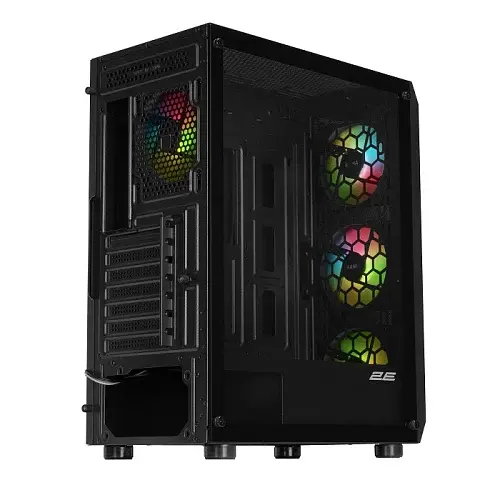 Корпус 2E Gaming Aruba (G3313B) Black без БЖ Mid Tower для ATX / Micro ATX / Mini ITX 1xUSB 3.0 / 2xUSB 2.0 макс. CPU - 165 мм / VGA - 330 мм 5x120 ARGB бічна панель із загартованого скла (2E-G3313B) - фото 4