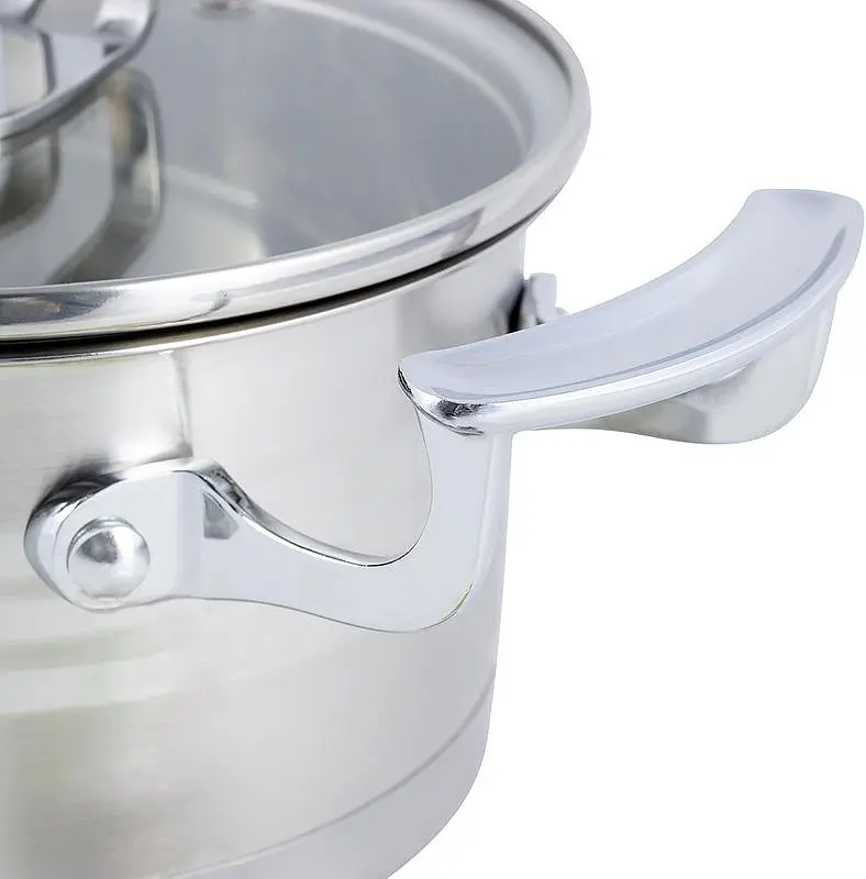 Кастрюля Kamille индукционная Casserote из нержавеющей стали со стеклянной крышкой Ø18х10 см kuh0007837 - фото 6