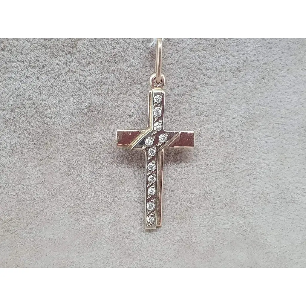 Золотий хрестик ЮЗ "Багет" з діамантами. 2В410320536/21 - фото 2