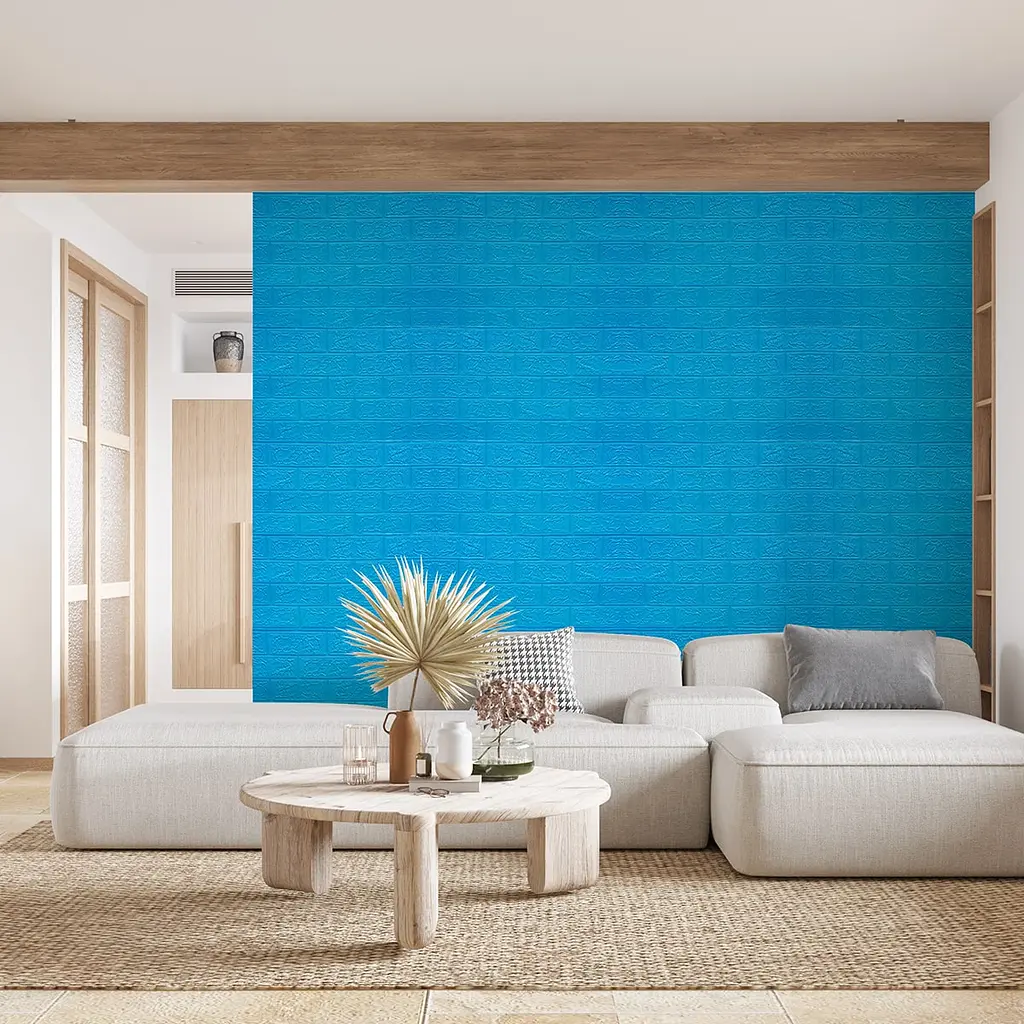 Самоклеюча декоративна 3D панель 3D Loft під синю цеглу в рулоні 20 м 20000x700x3мм - фото 3