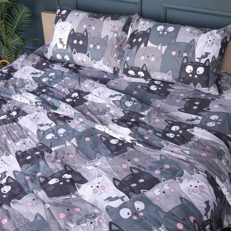 Літній постільний комплект MirSon №2953 Сolor Fun Line Hendri Silk 155х215 см сірий (2200010966466) - фото 4