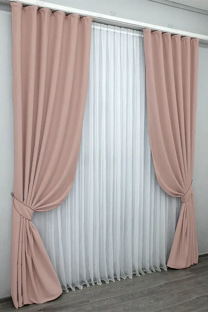 Комплект штор VR-Textil Midnight блекаут 2 шт 100x290 см світло-пудровий (1226ш) - фото 3