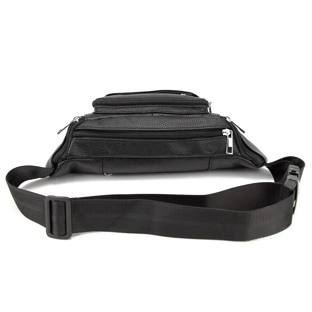 Містка шкіряна сумка на пояс чорна Tiding Bag M56-2030A - фото 6