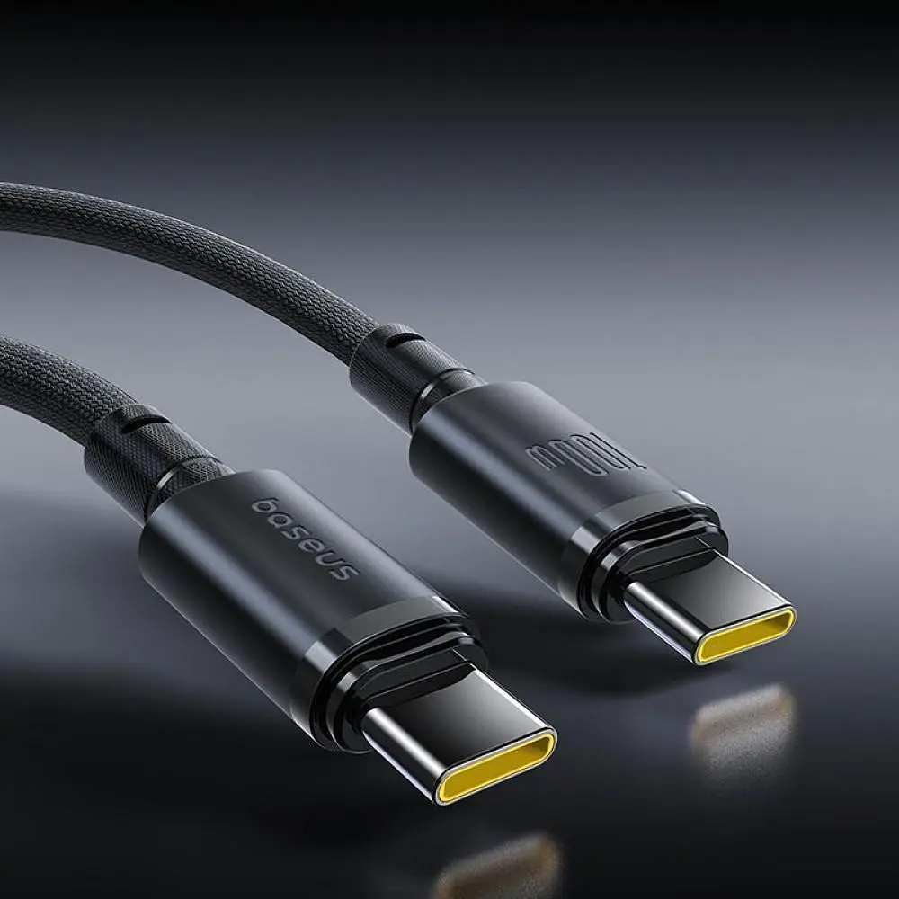 Кабель Baseus New Braided Fast Charging Type-C to Type-C 100W (1m) black (E0426W00) - фото 2