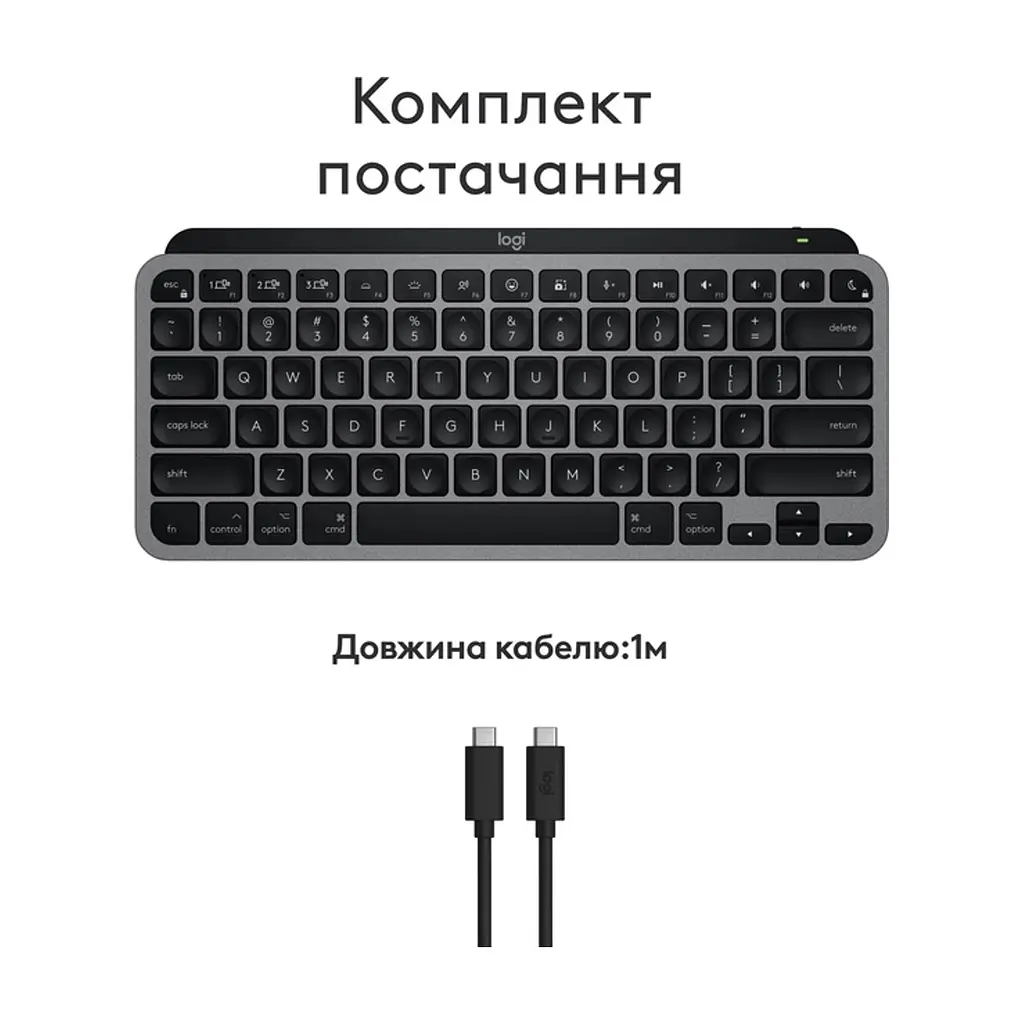 Клавіатура Logitech MX Keys Mini для Mac Wireless UA Space Grey (920-012652) - фото 4