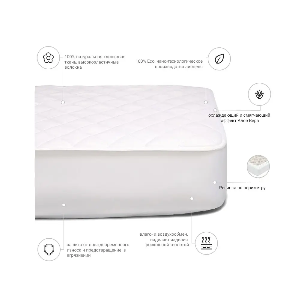 Наматрацник MirSon Natural Line Стандарт Tencel Aloe Vera 982 140x190 см (2200000837660) - фото 3