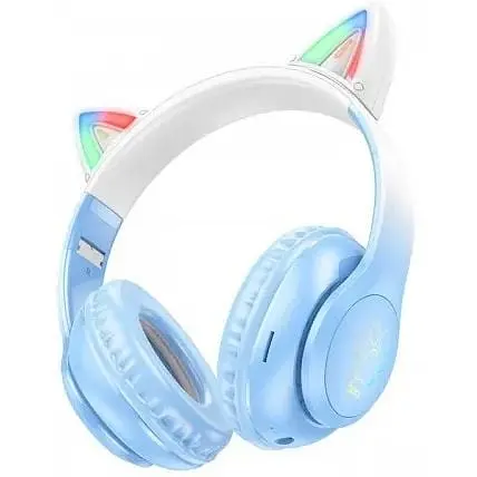 Наушники беспроводные Hoco Cat Ears BT Headphones W42 с ушками бело-розовые - фото 10