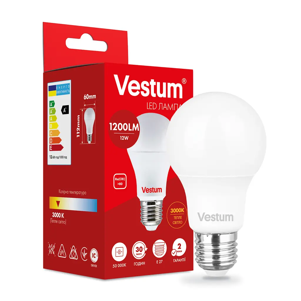 Світлодіодна лампа Vestum A60 12W 3000 K 220V E27 1-VS-1104 - фото 3