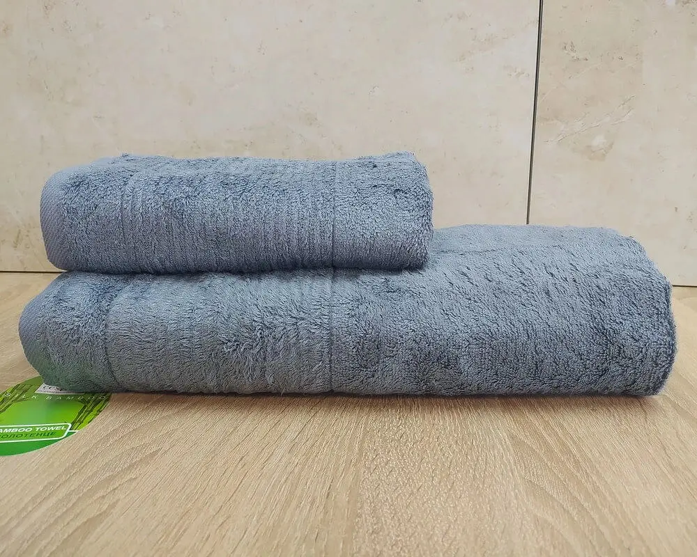 Набір турецьких бамбукових махрових рушників Cestepe 50х90+70х140 Bamboo Sarev Gray - фото 3