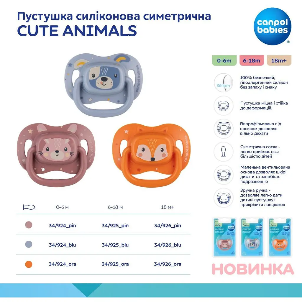 Пустышка Canpol babies Cute Animals силиконовая симметричная 18+ мес. голубая (34/926_blu) - фото 4