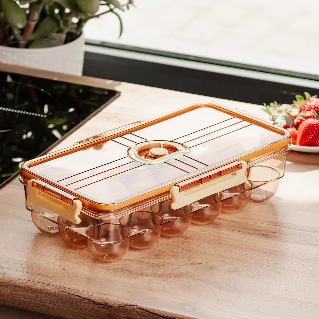 Контейнер-лоток для зберігання яєць 32.5*18*8 см, коричневий Yiwu HP-27-1 - фото 22