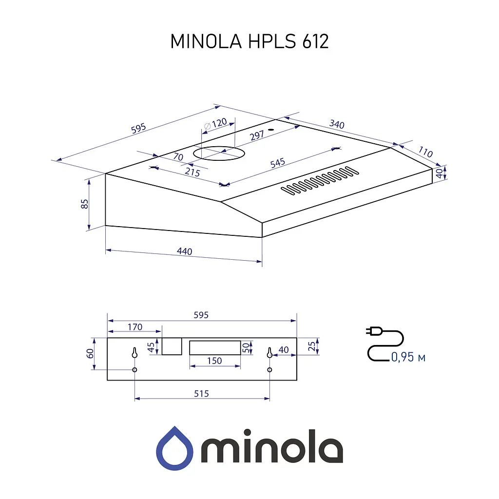 Витяжка плоска Minola HPLS 612 BL - фото 12