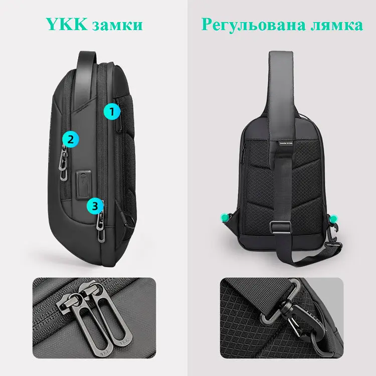 Сумка через плече Mark Ryden 7918 7л для планшета до 7.9' та USB Black (17596) - фото 3