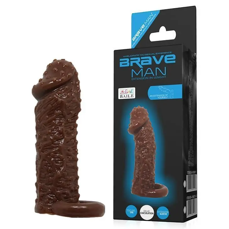 Насадка на пеніс Baile Brave Man Extension, 13 см (коричневий) - фото 5