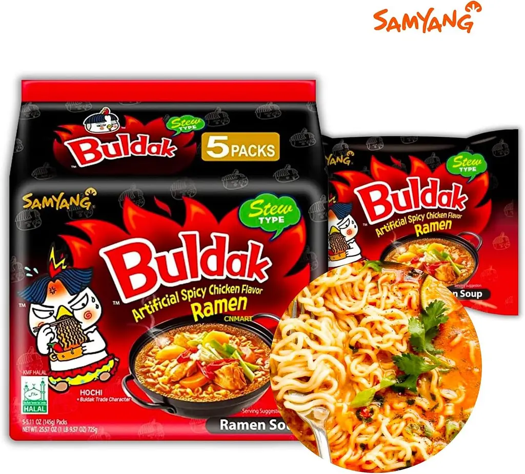 Локшина швидкого приготування Samyang Buldak Artificial Spicy Chicken Flavor Ramen 5х145г - фото 2