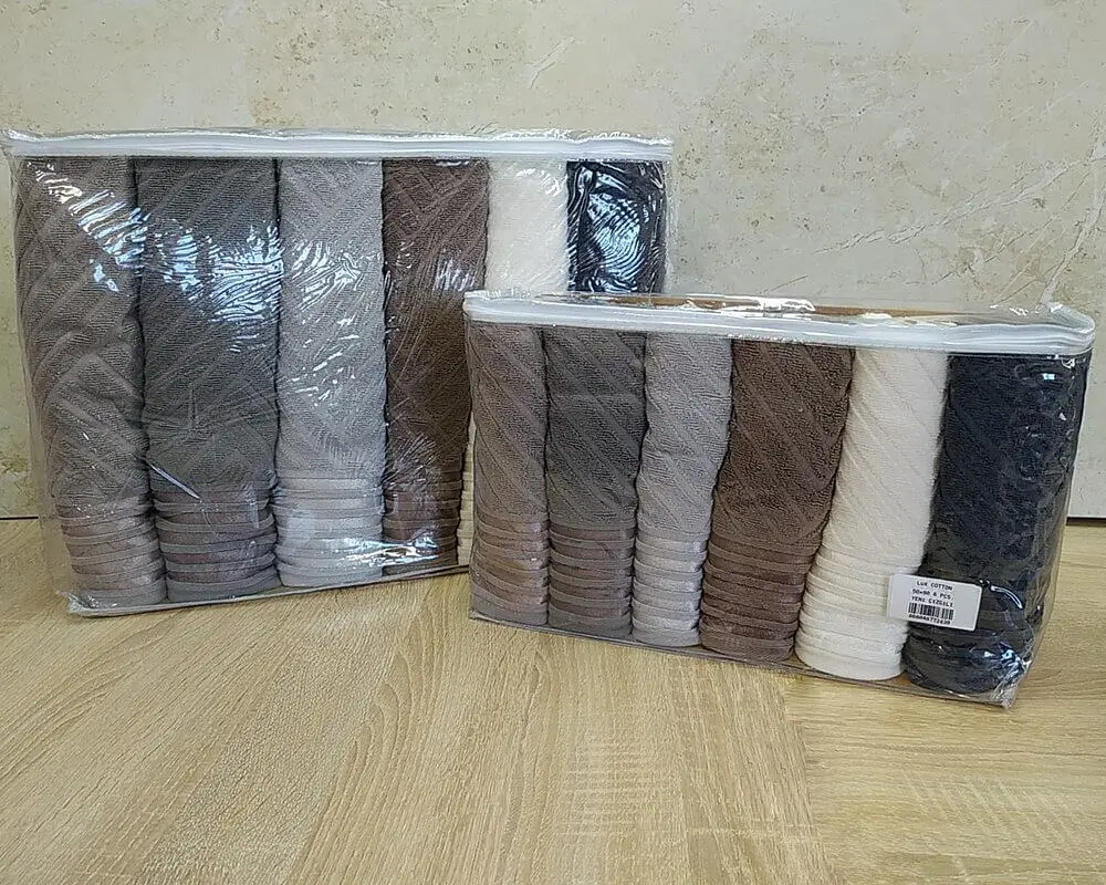 Набір турецьких махрових рушників Gulcan 50х90 6 штук + 70х140 6 штук Jacquard Cotton Lux Yeni Cizgili - фото 5