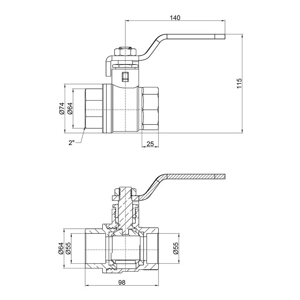 Кран кульовий SD Plus 2" ВР для води (важіль) SD600W50 - фото 2