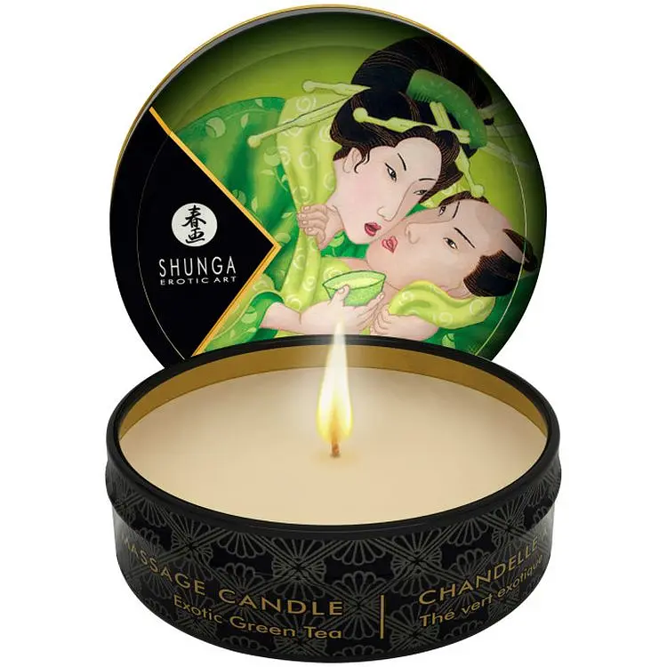 Массажное масло в форме свечи Shunga Exotic Green Tea зеленый чай 30 мл - фото 1