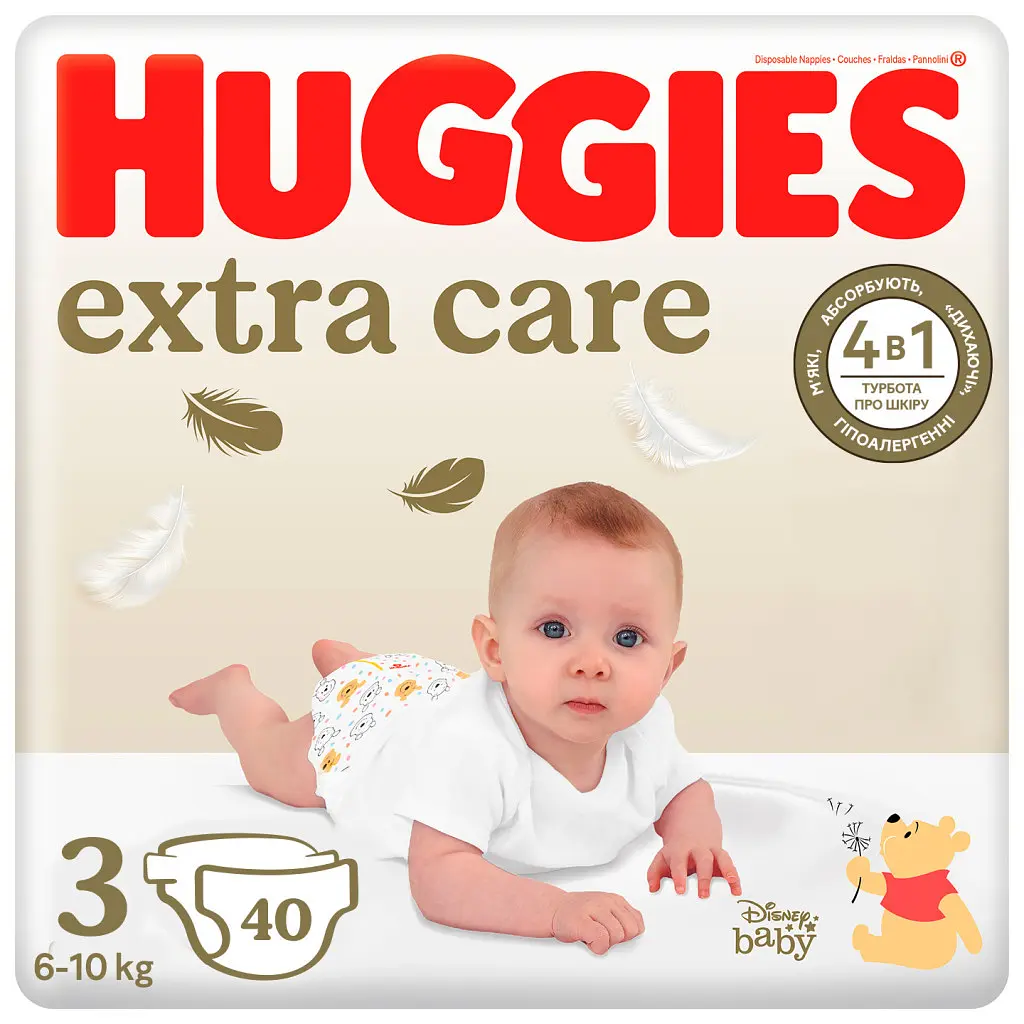 Підгузки Huggies Extra Care розмір 3 (6-10 кг) 40 шт. (5029053574400)