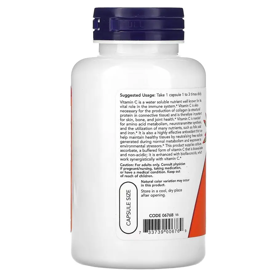 Вітаміни та мінерали NOW Vitamin C-500 Calcium Ascorbate, 100 вегакапсул - фото 3