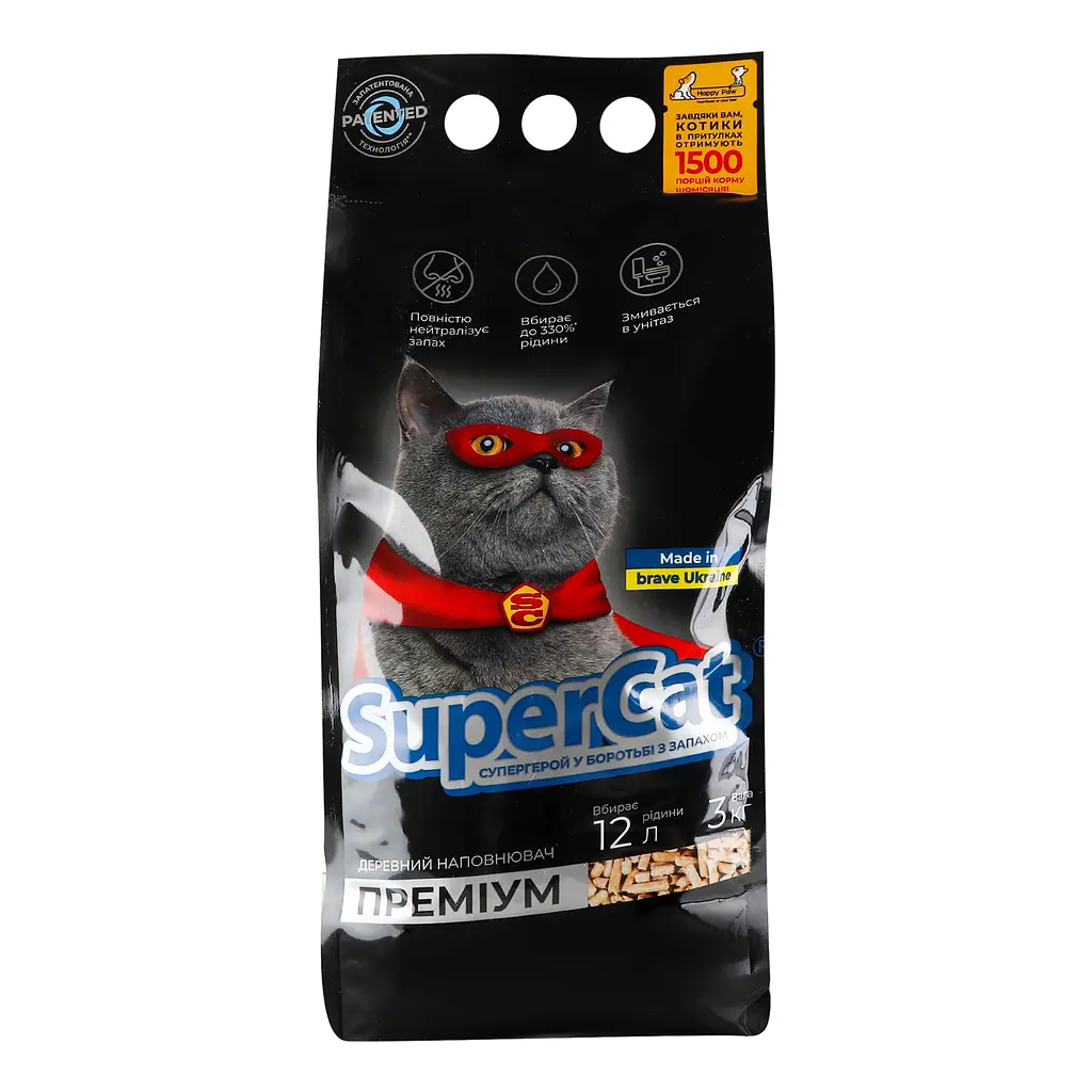 Наповнювач для котів SuperCat преміум, 4 мм, 3 кг (3547) - фото 3