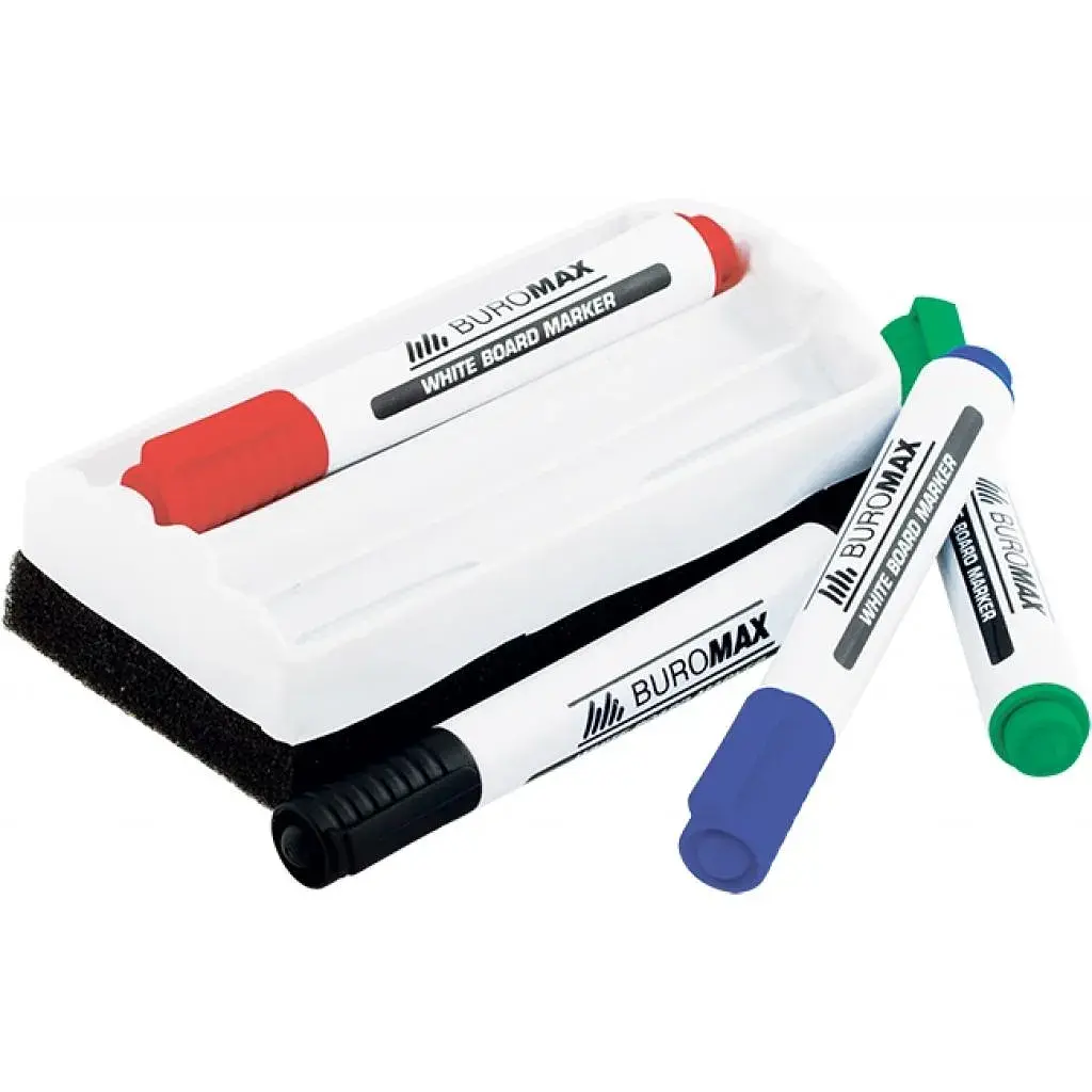 Набір маркерів Buromax JOBMAX Board, SET*4шт+губка (BM.8800-84) - фото 2
